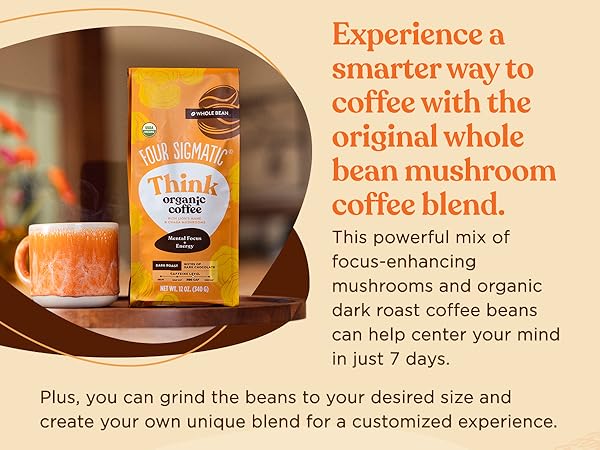 A powerful mix of focus-enhancing mushrooms and organic dark roast coffee beans