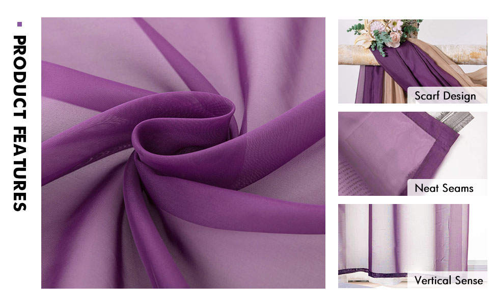 MIULEE Luxury Window Scarf Sheer Voile Elegant Topper Long Window Valance Solid