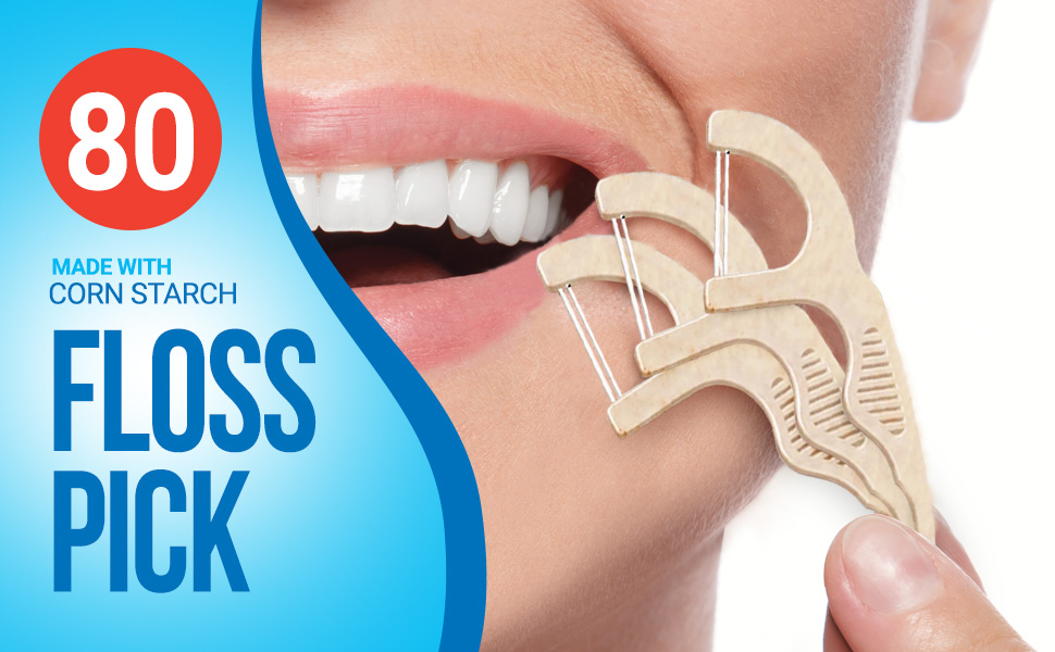 80pk Corn Starch Floss Harps Biodegradable Floss Picks, Floss Sticks