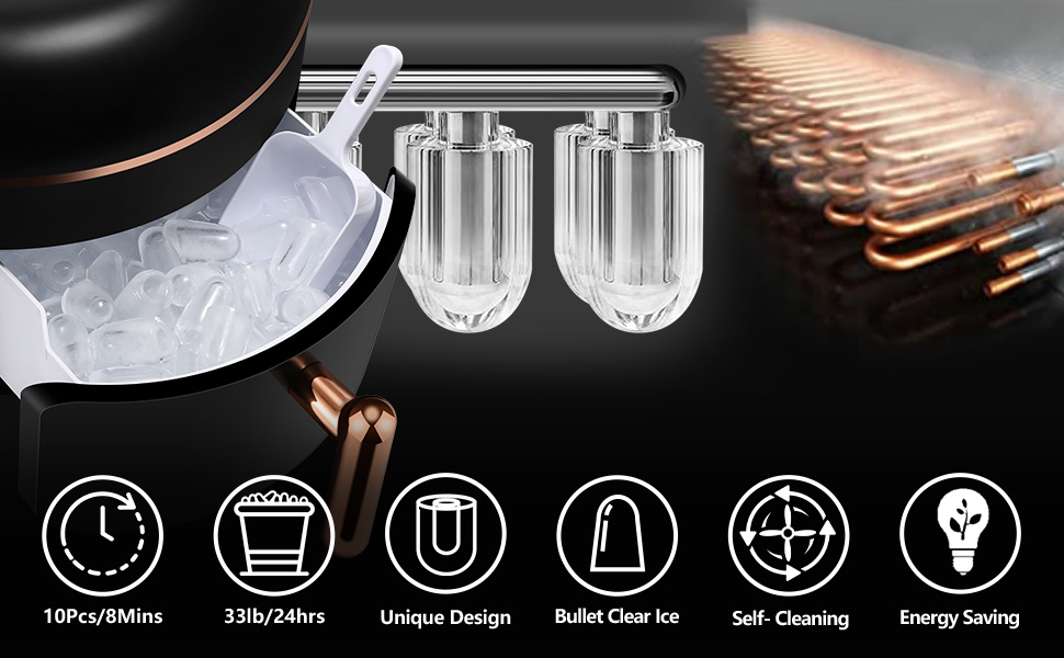 Ice Maker Countertop KUMIO, SelfCleaning Portable Ice Maker Machine