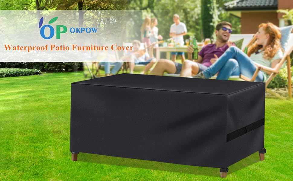 OKPOW Outdoor Furniture Covers Waterproof 95"x63"x39" Rectangular Patio Table Furniture Set