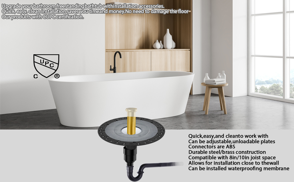 Freestanding Tub Drain Roughin Kit,12 Inch Base,Island Tub Drain Kit