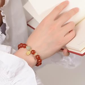 Amazon | SUKIMIND レッドメノウ ブレスレット レディース 10mm
