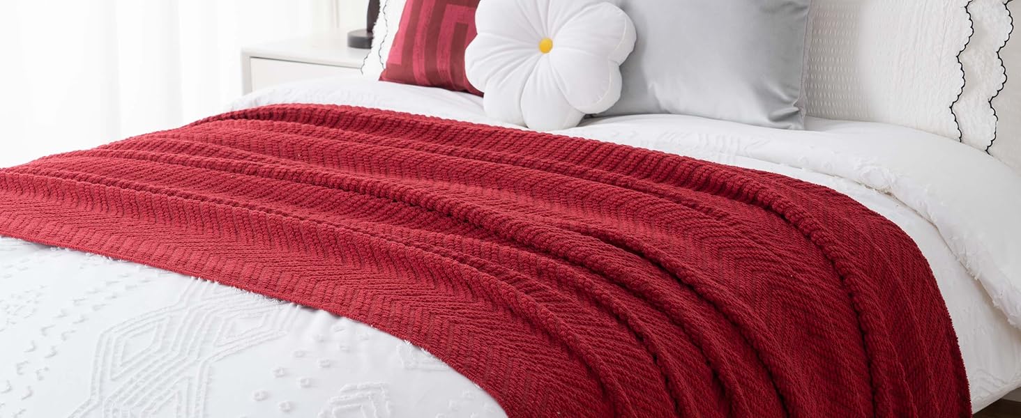 BATTILO HOME Beige Throw Blanket for Couch, Textured Soft Knitted Throw