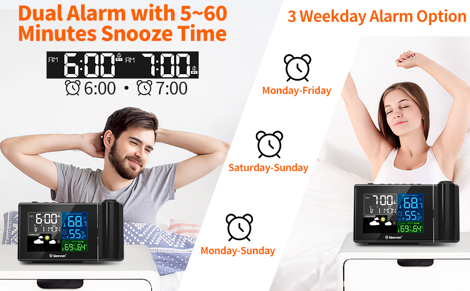 Geevon Projection Alarm Clock with Projection Focus