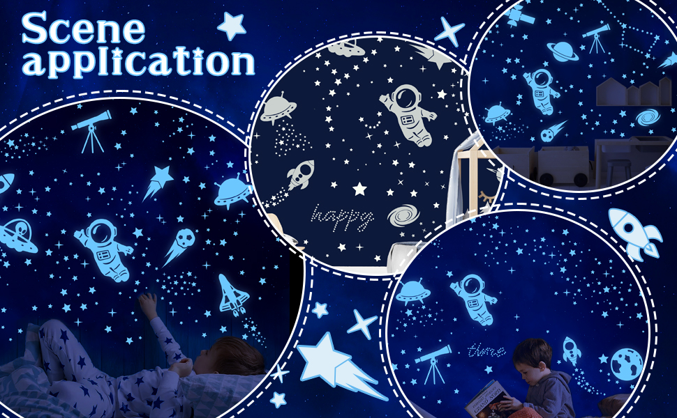 Glow in The Dark Stars Space Wall Decals Ceiling Stars Glow