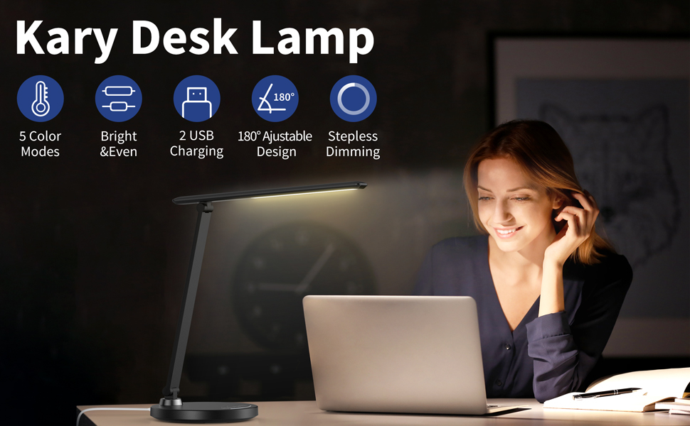 Kary Foldable LED Desk Lamp, Small Desk Light, Modern Tablet Lamp for