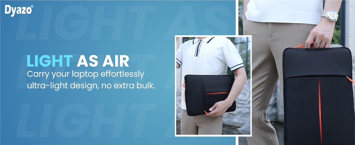 Dyazo Laptop Sleeve Bag 15.6 Inch | Protective Case Cover with Handle & Front Accessories Pocket | Sleeve Bag Compatible for MacBook, Lenovo, HP, Acer, ASUS, Dell & Other Notebooks (Black & Orange) 43 Laptop Sleeve Case