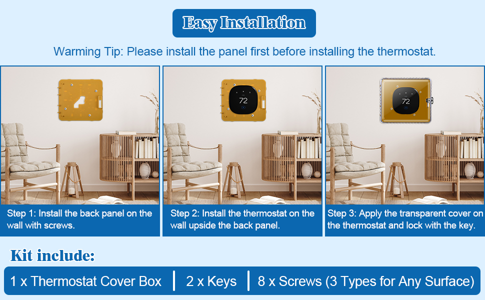 Dreyoo Thermostat Lock Box Cover with Key, Compatible with Honeywell Home Thermostat, Thermostat