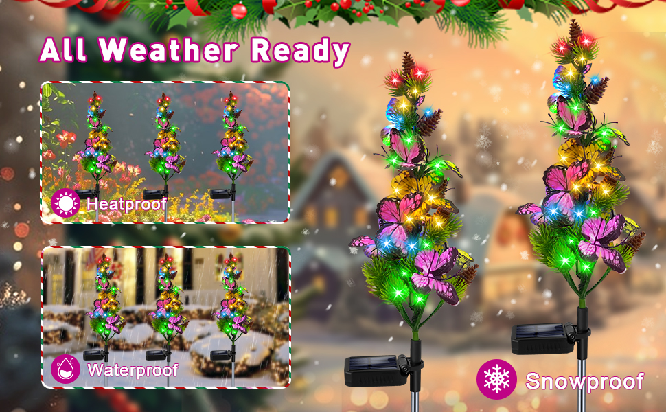 MultiColor Solar Christmas Garden Post Lights, 4 Pack of