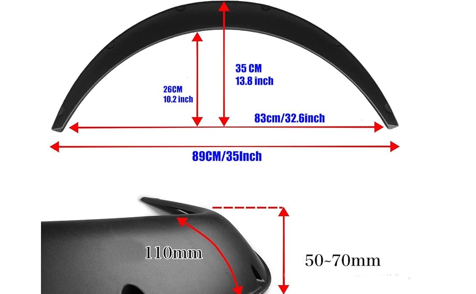 4Pcs 3.5"/90mm 4PCS Set Black Universal Car Wheel Fender Flares Durable Polyurethane Extra Wide
