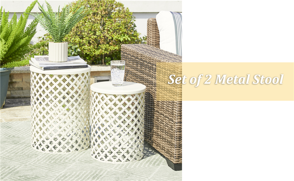 glitzhome Nesting Side Table Set of 2 Decorative Garden