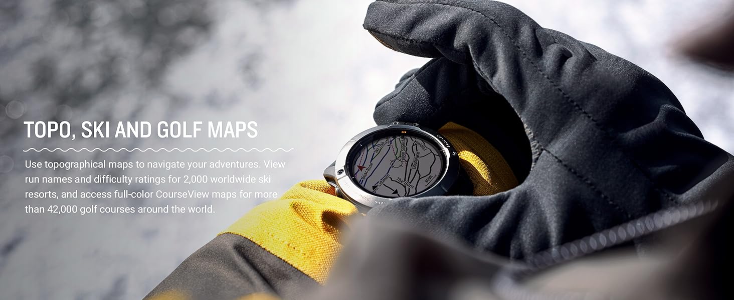 Garmin Fenix 6 Pro, Premium Multisport GPS Watch, Features Mapping, Music, GradeAdjusted Pace