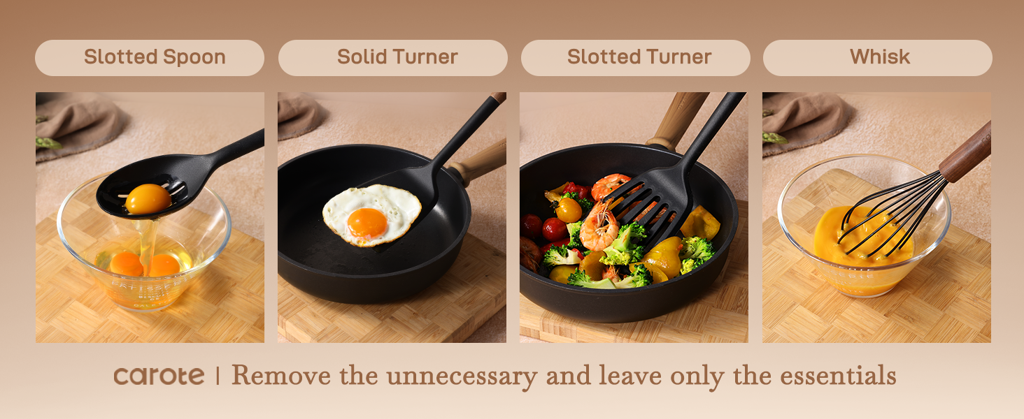 silicone cooking utensils set with acacia wooden handle