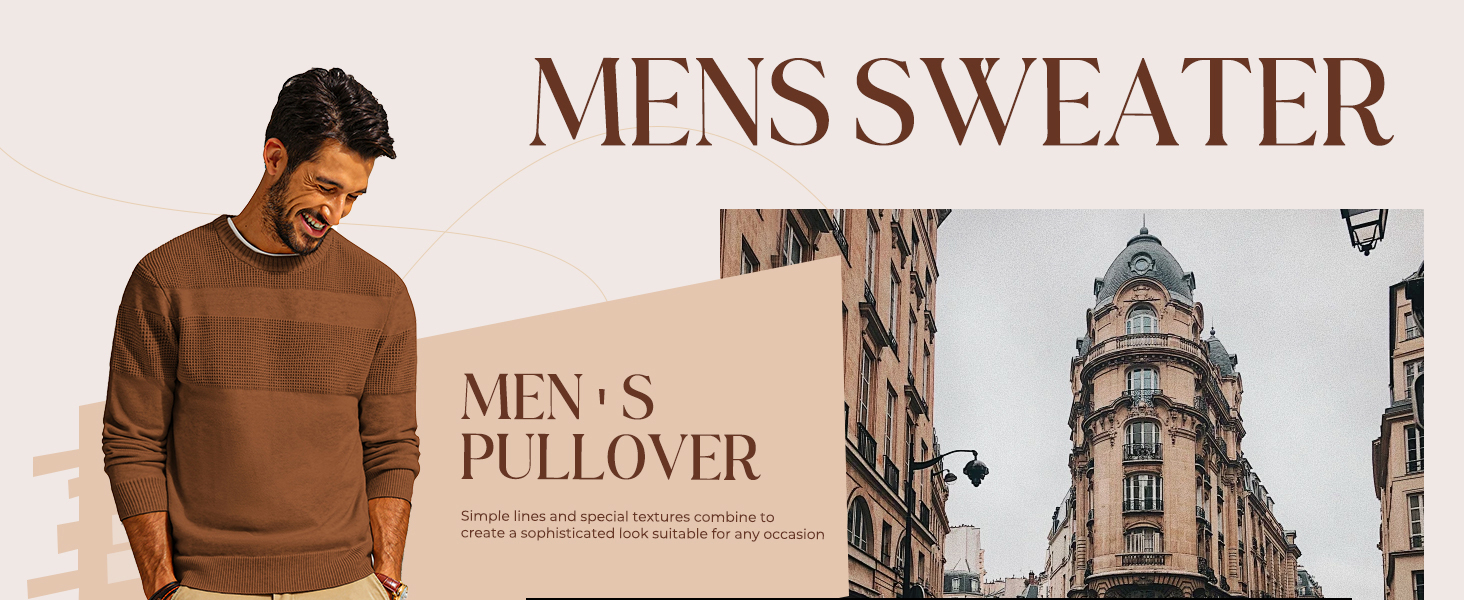 Mens Crewneck Textured Sweater