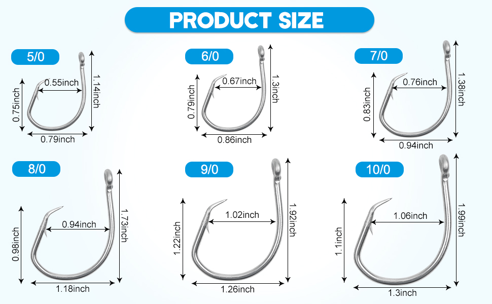 Circle Hooks Saltwater Fishing Hooks,35pcs Inline Wide Gap