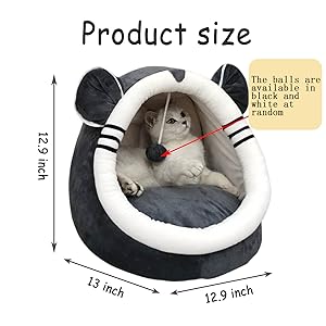 12.9 Inch Semi-Enclosed All-Season Cat Bed, Comfortable and Soft Indoor Cat Bed for Play and Sleep, Washable 11 1