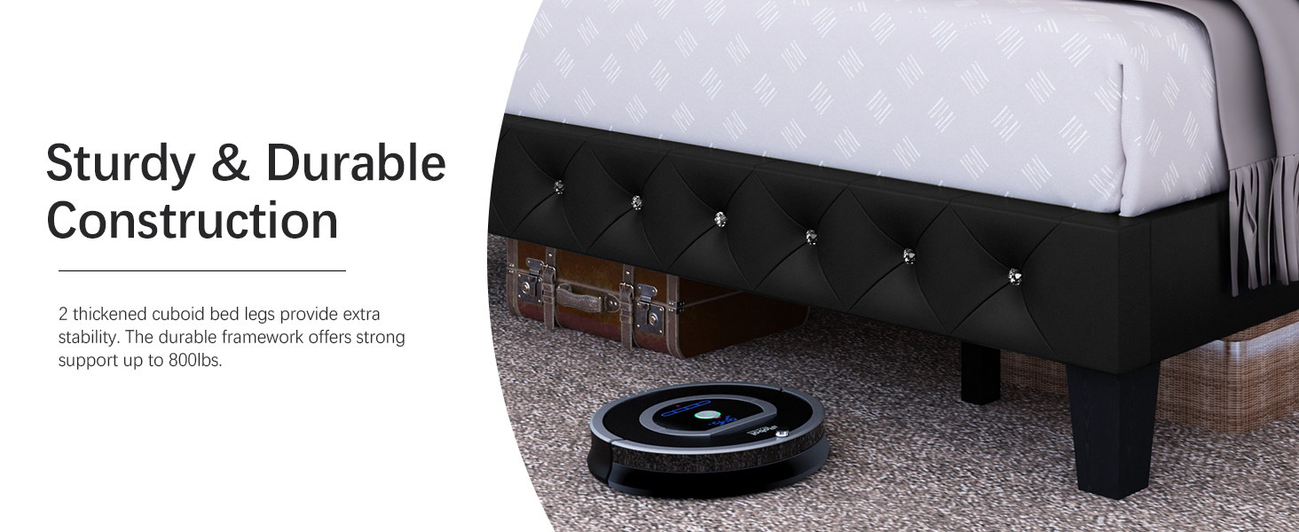 Benevika King Size Bed Frame with LED Lights,Upholstered