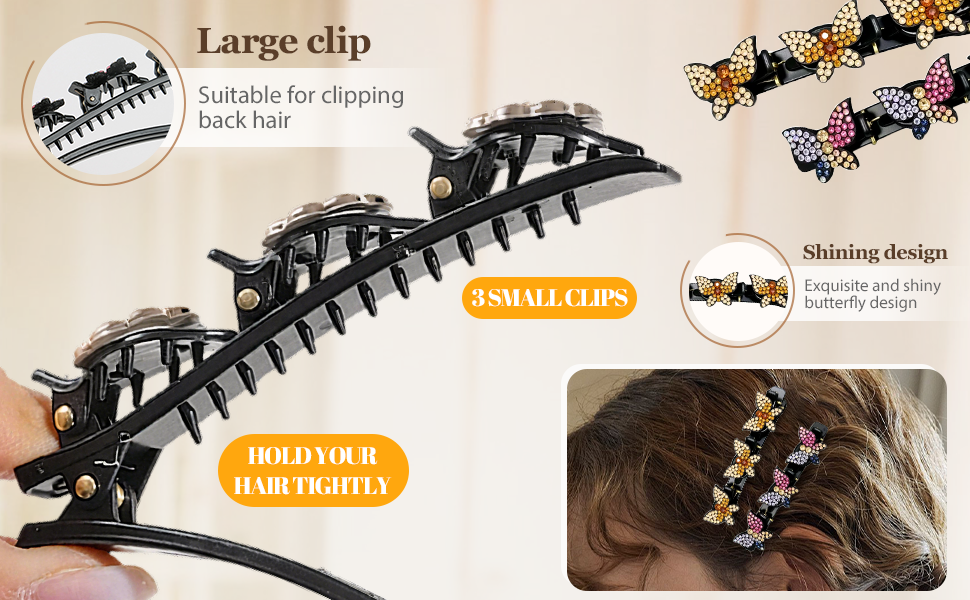 Sparkling Crystal Stone Braided Hair Clips