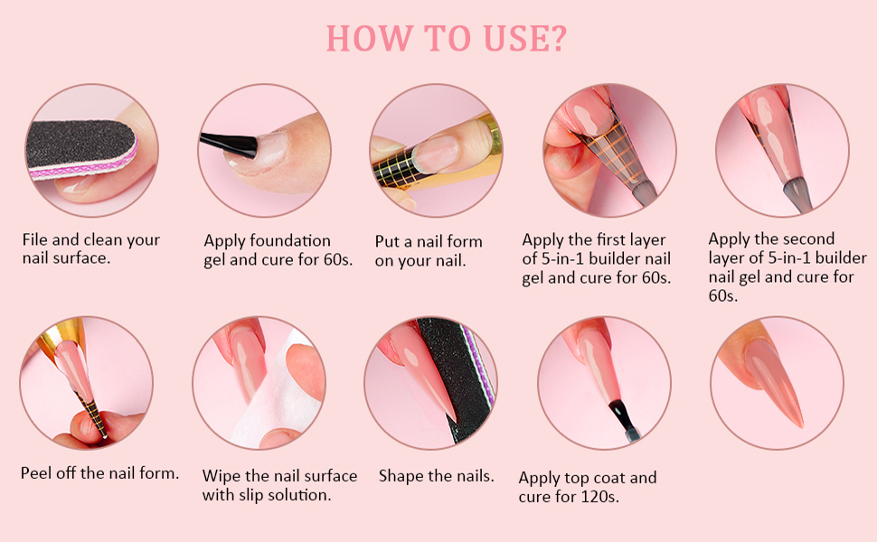 Saviland 5-in-1 Builder Base Gel Set - Builder Nail Extension Gel