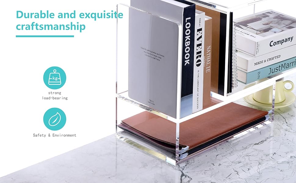 Acrylic Desk Organizers, Clear Small Desktop Bookshelf