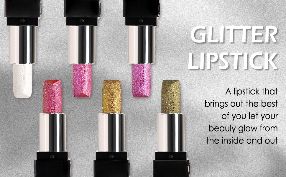 3 Colors Diamond Shimmer Metallic Lipstick Set,