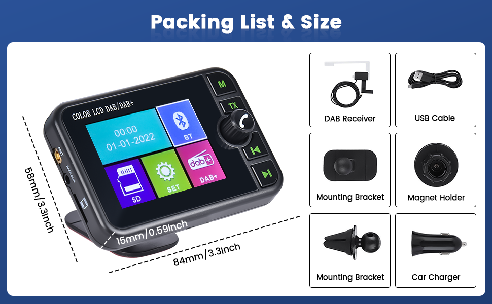 Hikity DAB/DAB+ Car Radio Adapter Receiver Digital Transmission Antenna