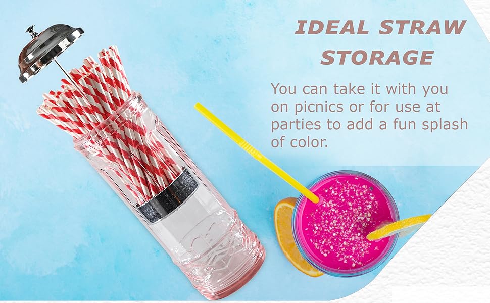 HOMEX Pink Glass Straw Dispenser, Straw Holder, Vintage