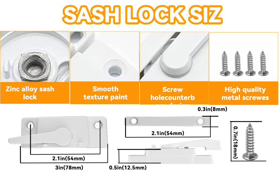4 Pack Window Locks, Window Sash Lock, Window Locks Security Up and