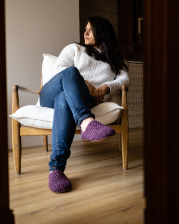 Barefoot Purple Bamboo Wool Slippers for women made by Kingdom of Wow
