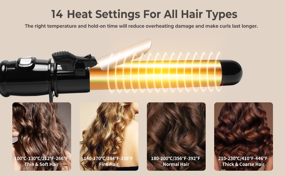 Automatic Curling Iron, 1.18In Rotating Curling Iron with 14 Temps LCD