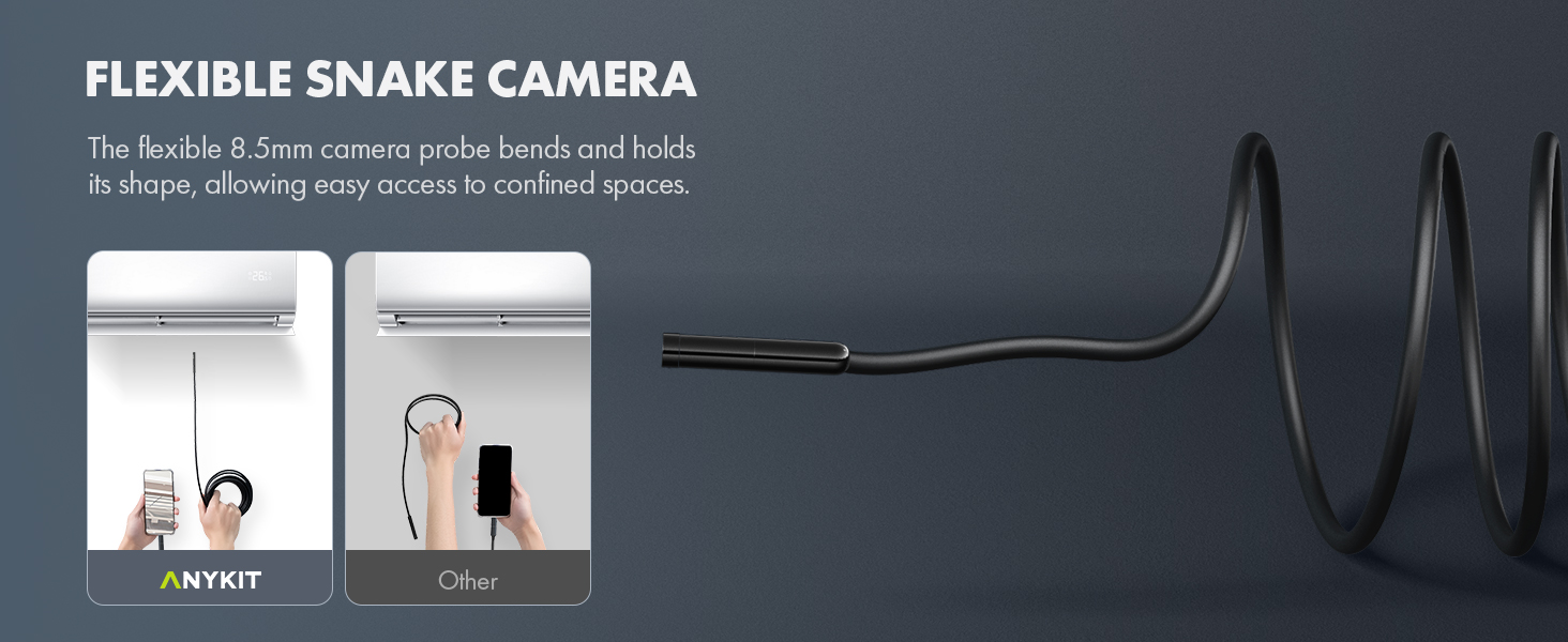Anykit Endoscope Camera, 2 in 1 USB Inspection Camera with 8 LED Lights