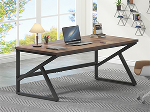 HSH Large Home Office Desk Two Person, Extra Long Wood Metal Computer table for 2 Monitors 70 Inch 