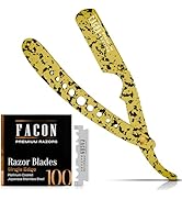 Facón Straight Razors for Men - Professional Barber Straight Edge Razor Kit with 100 Blades, Clas...