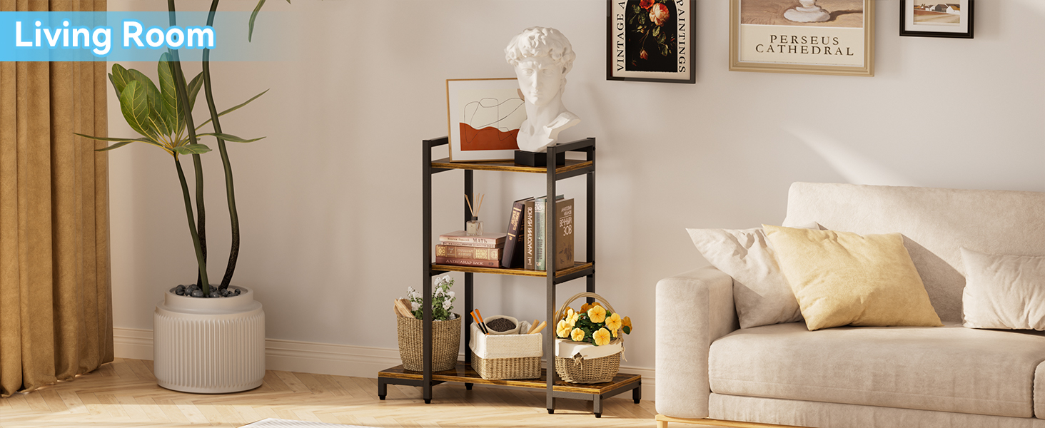 HYPIGO Small Entryway Table, 3Tier Console Table for Small