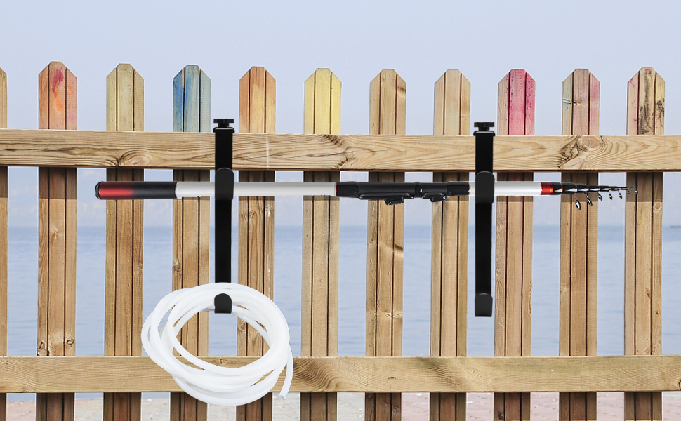 2Pcs Adjustable Pool Pole Hanger, Double Pool Hooks for Poles, Mental Pool Fence