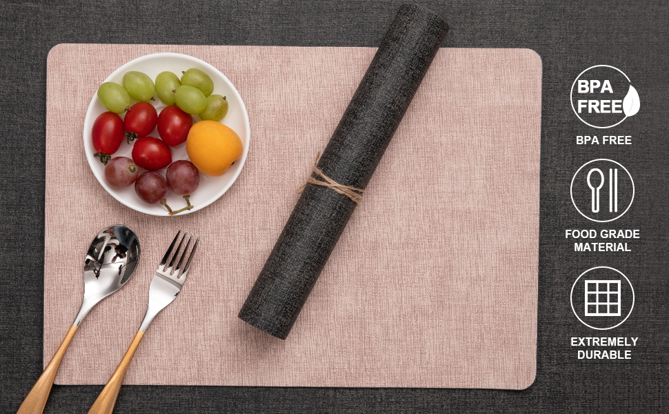 Myir JUN Placemats and Coasters Set of 4, Place Mats Dual Sided Faux