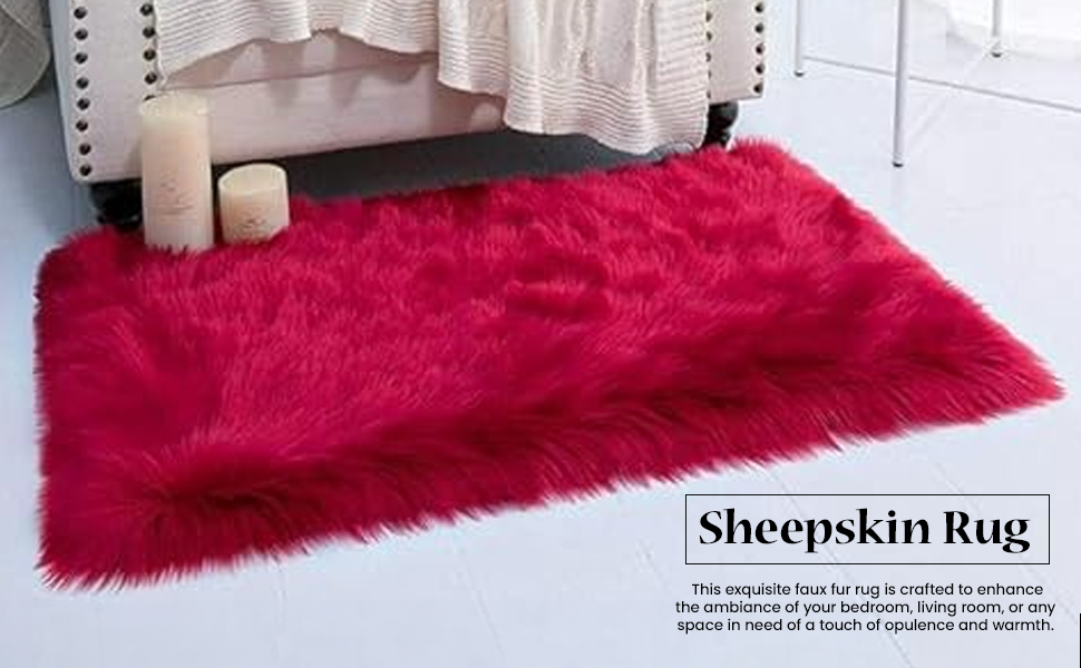 Buy AYZAL HOME Sheepskin Rug Fluffy Soft Faux Fox Fur for Bedroom Living Room Decor Faux Fur