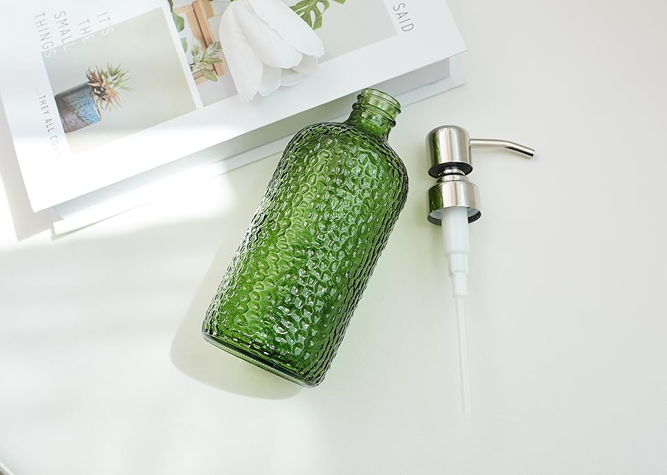 Flieyaza Bathroom Hand Soap Dispenser 16Oz Glass Kitchen Soap Dispenser 316