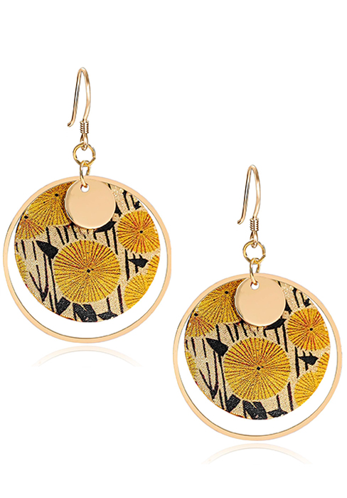 Yellow Dandelion Print Earrings