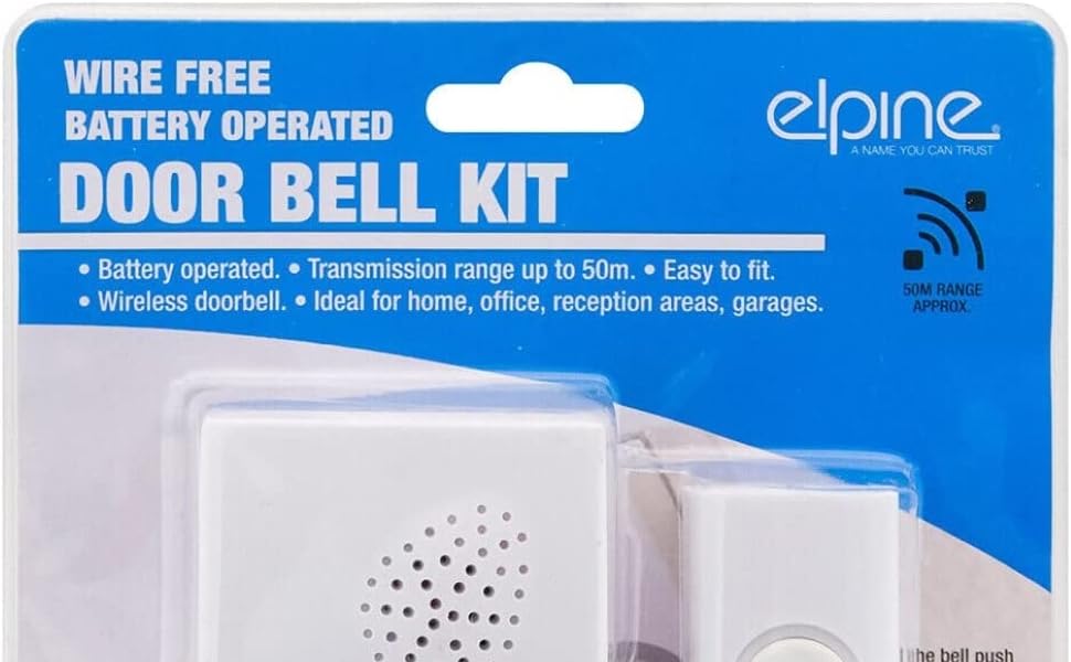 Wire Free Battery Operated Door Bell Kit Waterproof & Weatherproof