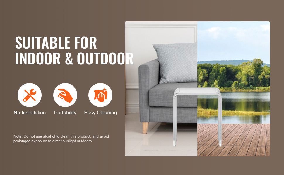 VEVOR Acrylic Side Table Set of 2, U Shaped Coffee Table