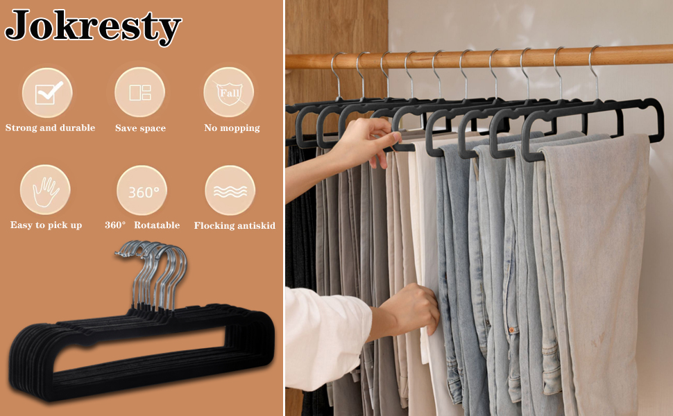 Velvet Trouser Hangers,10 Pack Heavy Duty Durable Flocked Trouser