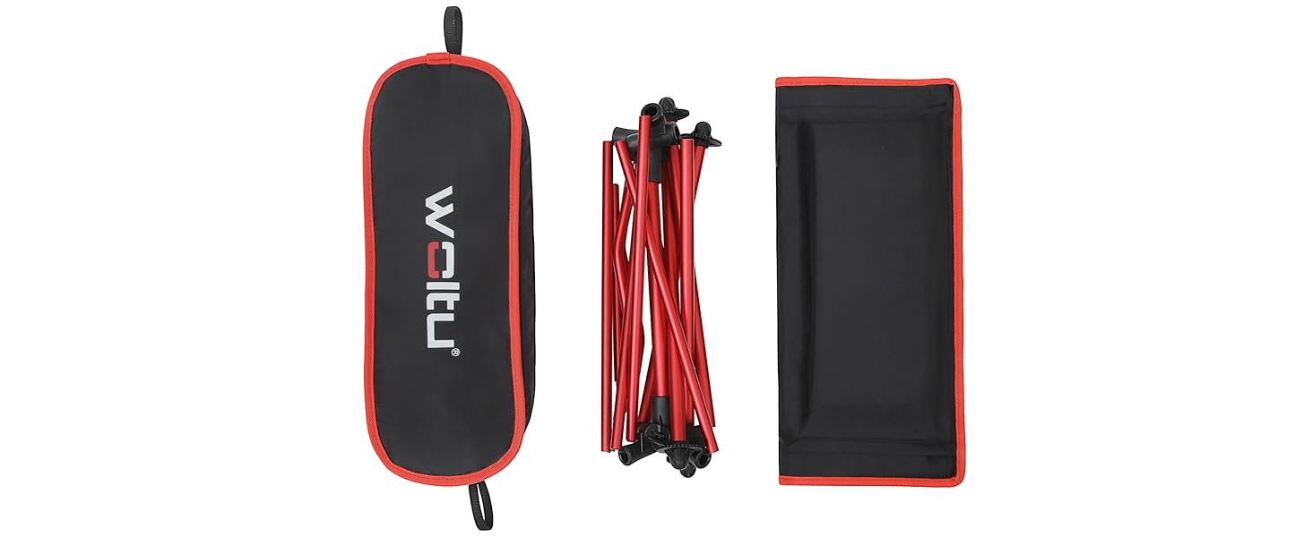 WOLTU Set Of 4 Folding Camping Chairs Compact Ultralight With Carry Bag And Headrest Camping Chair Black + Orange 15 1