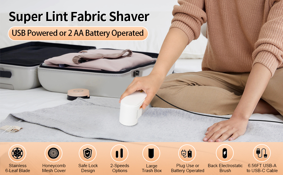 SUPER LINT Electric Fabric Shaver, USB Powered Sweater