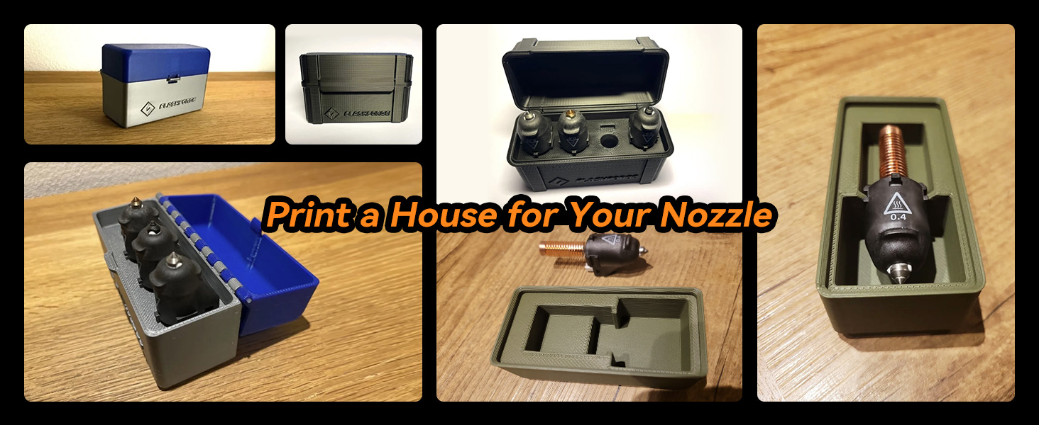 Flashforge Nozzle Assembly for Adventurer 5M 3D Printer, 280°C High Speed and Quick-Release Nozzle (4 Size Kit) 18 Print a House for Nozzle
