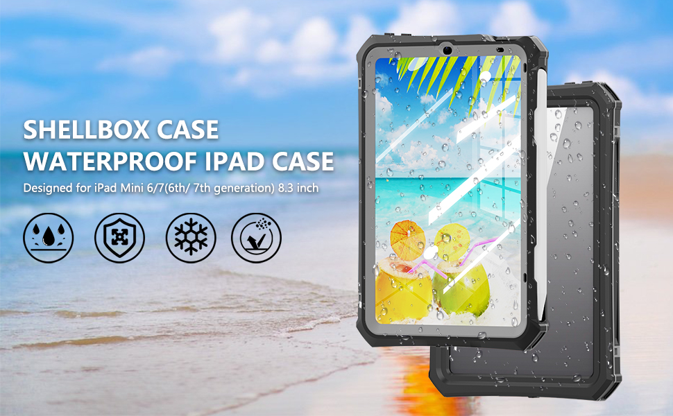 SHELLBOX 防水ケース iPad mini 6世代 7世代 8.3インチ Amazon.com: ShellBox Case Fit with iPad mini 7(A17 Pro)/ 6