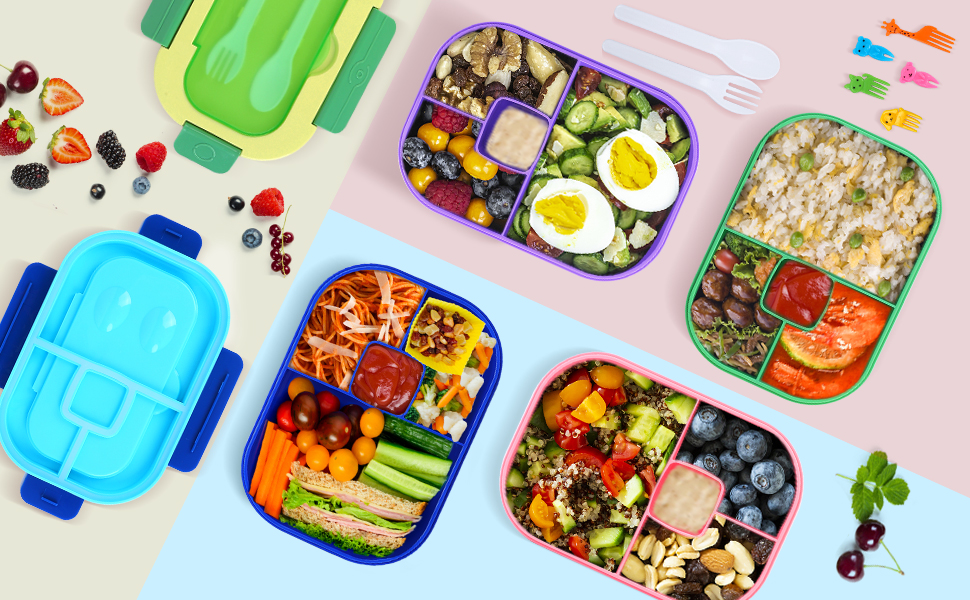 Lunch Box Kids, Bento Box, 1300ML Bento Lunch Box for Kids