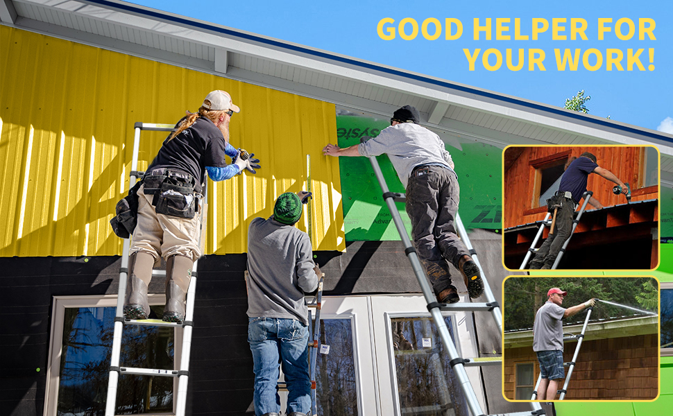 Telescoping Ladder with Tool Tray, Multi-Purpose Extension Ladder, Aluminum Folding Ladder