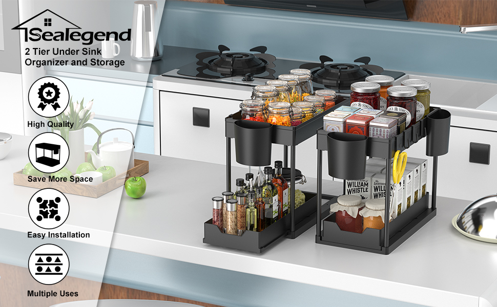 Under Sink Organizer Sealegend Under Sink Storage Plastic Pull Out